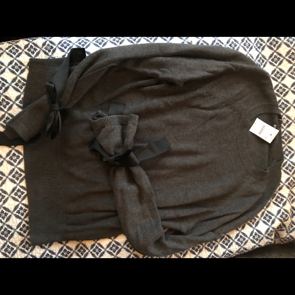 J.Crew bell ribbon tie sleeve crew neck sweater - Picture 7 of 7